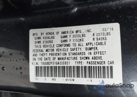 2016 Acura Tlx V6 Tech z USA, uszkodzony, nr VIN 19UUB2F51GA005921